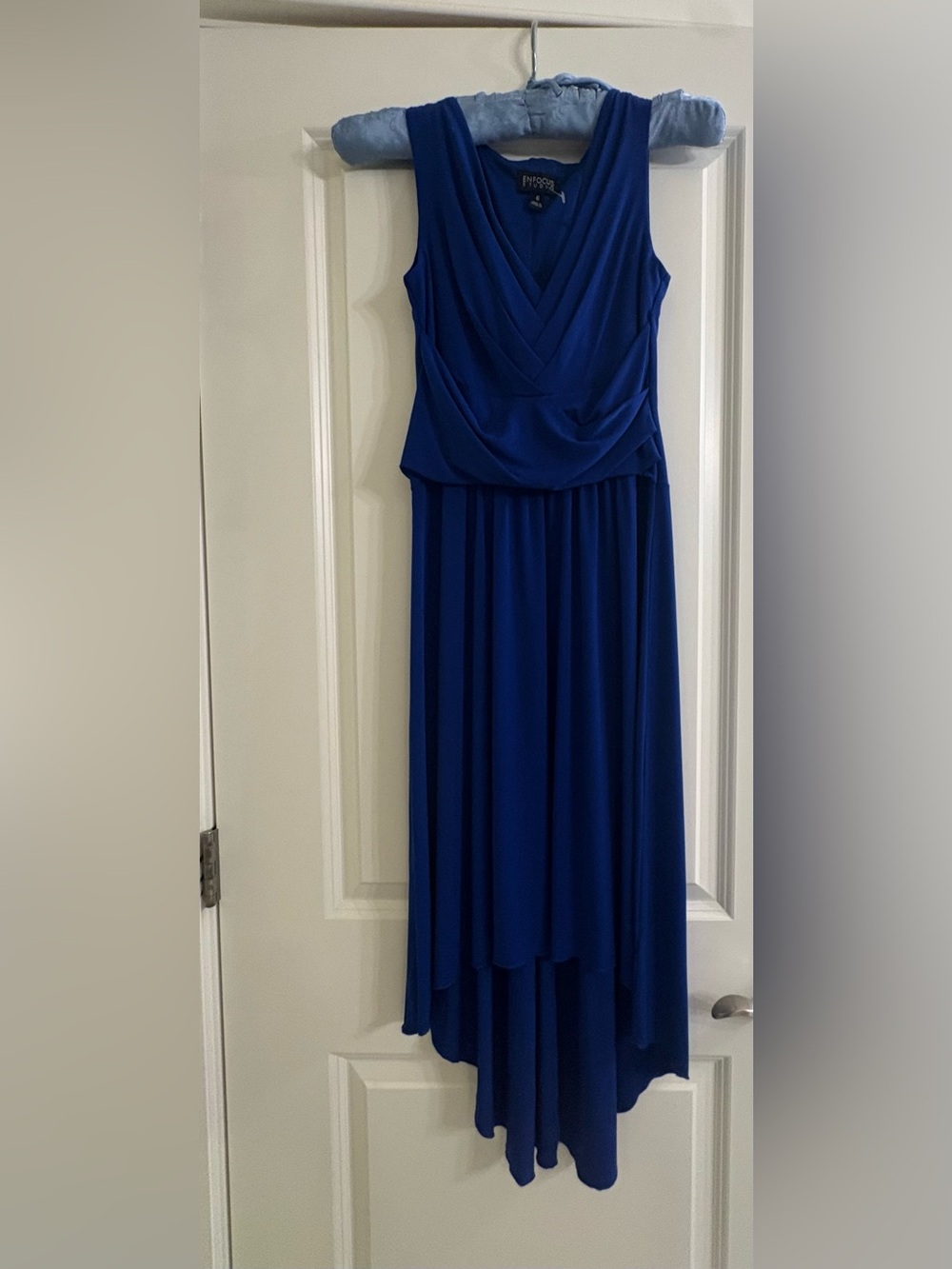 Enfocus Studio Royal Blue High-Low V-Neck Sleeveless Dress